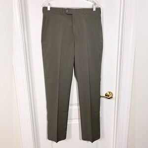 VTG Y2K DKNY Flat Front Dress Pants Trousers, Greenish Gray, Men's 33 / 30